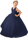 Flower Girls Satin Tulle Princess Pageant Dress for Wedding Kids Party Prom Ball Gowns Dresses princess dress girls party dress