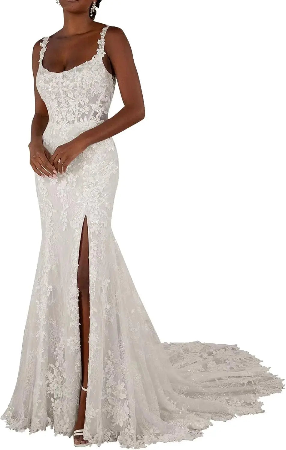 Vestidos de novia hechos a medida para novia, largos, bohemios, con encaje floral, apliques de tul, corsé, playa, línea A, vestidos de novia, vestidos de novia, mangas de encaje 