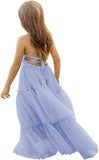 Boho Wedding Flower Girl Tulle Pageant Dresses for Kids First Communion Formal Dress Backless Prom Ball Gowns princess dress