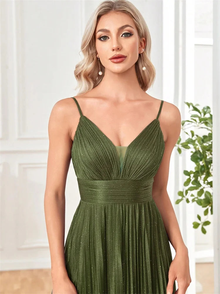 Elegant A-line Green Evening Dress Luxury Floor Length Women Backless Formal Wedding Party Prom Cocktail Dress Gowns