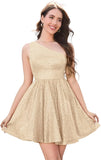 Graduation Dress Sparkly Sequin One Shoulder Short Homecoming Dress for Teens Mini Cocktail Dresses short prom Club Gowns