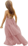 Boho Wedding Flower Girl Tulle Pageant Dresses for Kids First Communion Formal Dress Backless Prom Ball Gowns princess dress