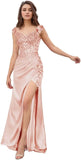 Elegant Satin Prom Dresses for Women Long 2025 3D Flower Lace Applique Off Shoulder Formal Evening Wedding Party Gown with Slit