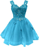 3D Butterfly Short Homecoming Dresses Sparkly Tulle Prom Dress Teens Off Shoulder DAMA Dresses for Quinceanera