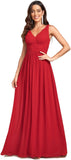 Womens Bridesmaid Dress V-Neck Sleeveless A Line Chiffon Floor Length Formal Dress wedding guest dress  ball gown