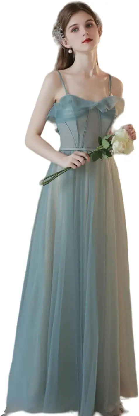 Spaghettiträger Mesh Ball Abendkleider Geburtstag Damen Cocktail Party Kleid Formelle Abendkleid Party Hochzeit Down 