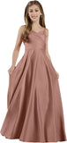 Mädchen Träger Junior Brautjungfer Kleid für Hochzeit Satin Festzug Blumenmädchen Kleider Festzug für Teenager Prinzessin Kleid 