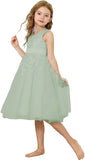 Lace Flower Girl Dresses for Wedding Kids Puffy Tulle Communion Dress Pageant Party Prom Ball Gowns with Bow Knot