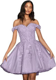 Vestidos de fiesta de tul con hombros descubiertos 2025, vestidos de fiesta cortos de encaje estilo princesa, vestidos de graduación 