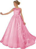 Princess Dress Tulle Lace Flower Girl Dress for Wedding Applique Princess Pageant Dress Long Party Ball Gown with Cape Sleeves