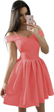 Vestidos cortos con hombros descubiertos para adolescentes (2025), vestido de fiesta con tirantes finos y bolsillos, vestido de dama de honor para fiesta de bodas. 