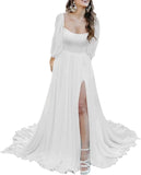 Vestidos de novia hechos a medida para novia, largos, bohemios, con encaje floral, apliques de tul, corsé, playa, línea A, vestidos de novia, vestidos de novia, mangas de encaje 