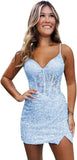 Sparkly Sequin Homecoming Dresses for Teens Short Tight Appliques Mini Formal Prom Cocktail Gown 2025 Wedding Party Dresses
