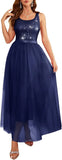 Sequin Dress for Woman Vintage A Line Wedding Formal Swing Mesh Prom Dress Sleeveless Cocktail Maxi Gowns