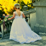 Elegant Flower Girl Dress for Wedding Kids Sleevelesss Lace Pageant Ball Gowns girls party dress  princess dress