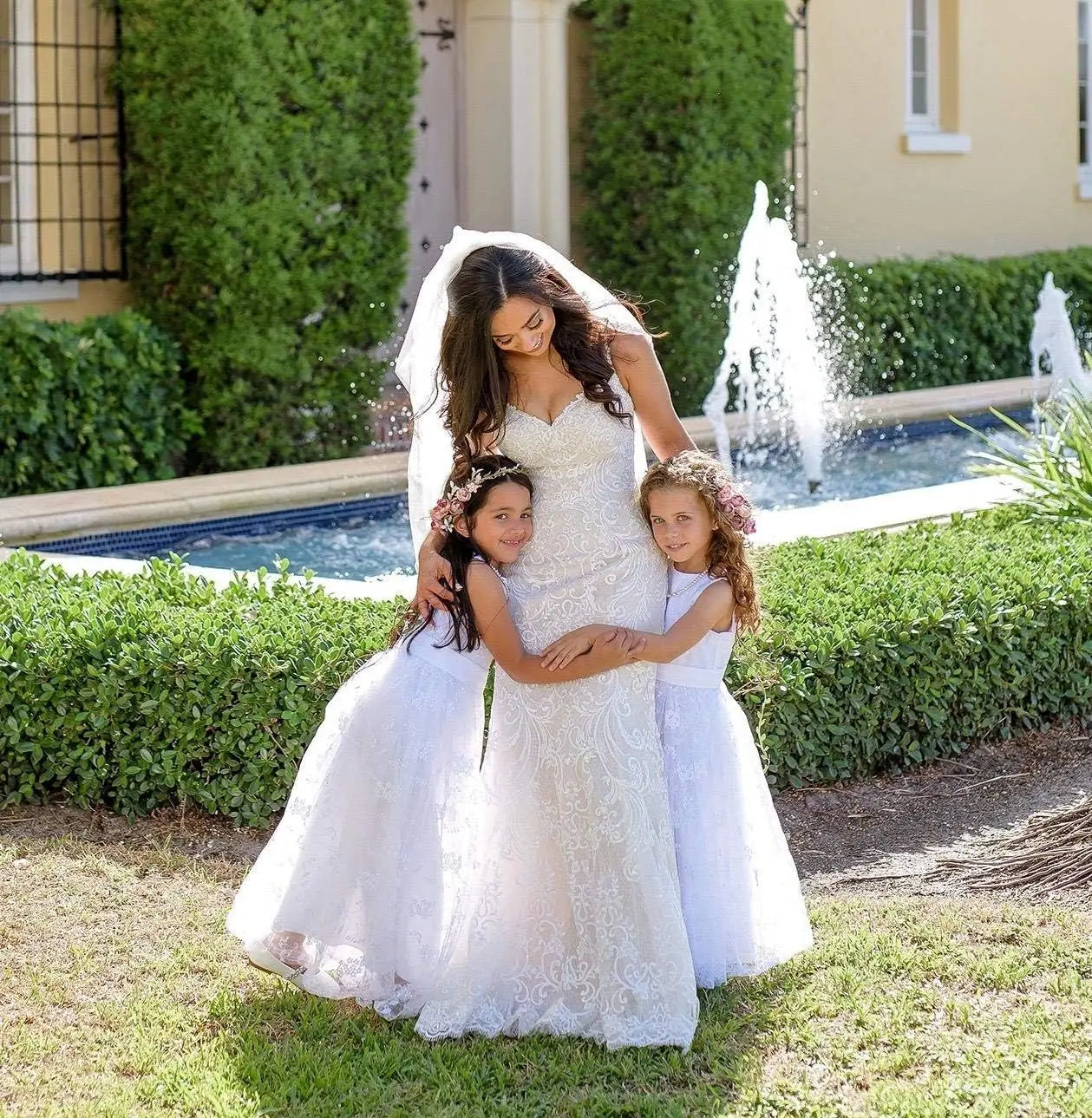 A line Wedding Pageant Lace Flower Girl Dress with Belt 2-12 Year Old baby girl dress  elegant dress women for wedding