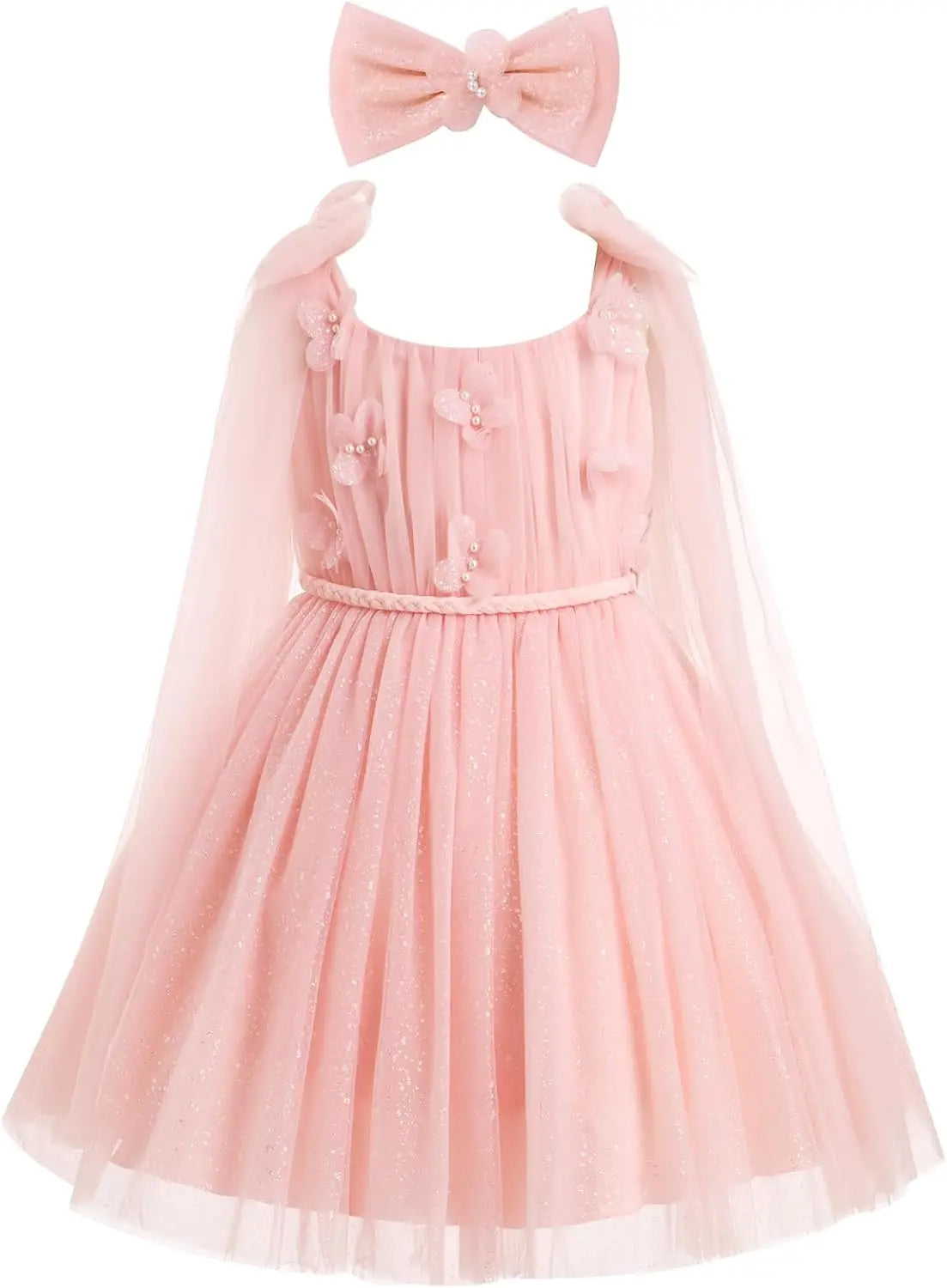 Blumenmädchenkleid, ärmellos, Spaghettiträger, floral bestickt, Prinzessinnenkleid, Kleinkind, Geburtstagsparty, Fee, Tüllkleid 