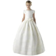 Vintage Ivory Satin Pearls Top With Bow For Wedding Birthday Party Princess Baptism Gowns Customized Flower Girls Dresses