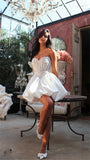 Charming Sweetheart  Lace Applique Bridal Grown Short/Mini Prom dresses Custom Made Formal Evening Wear