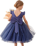 Flower Girl Dress Wedding Guest Ruffle Tulle Satin Party Birthday Princess Pageant Gown Kids Knee Length