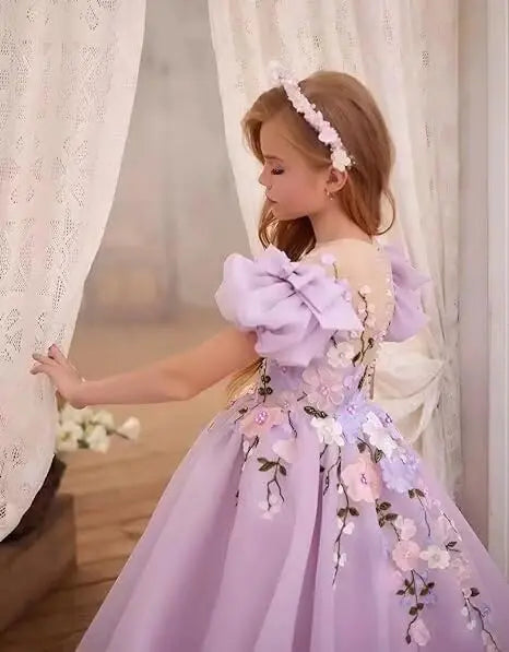 Tulle Flower Girl Dresses for Wedding Girls First Communion Dress Puff Sleeves Ball Gown girls dresses for party and wedding