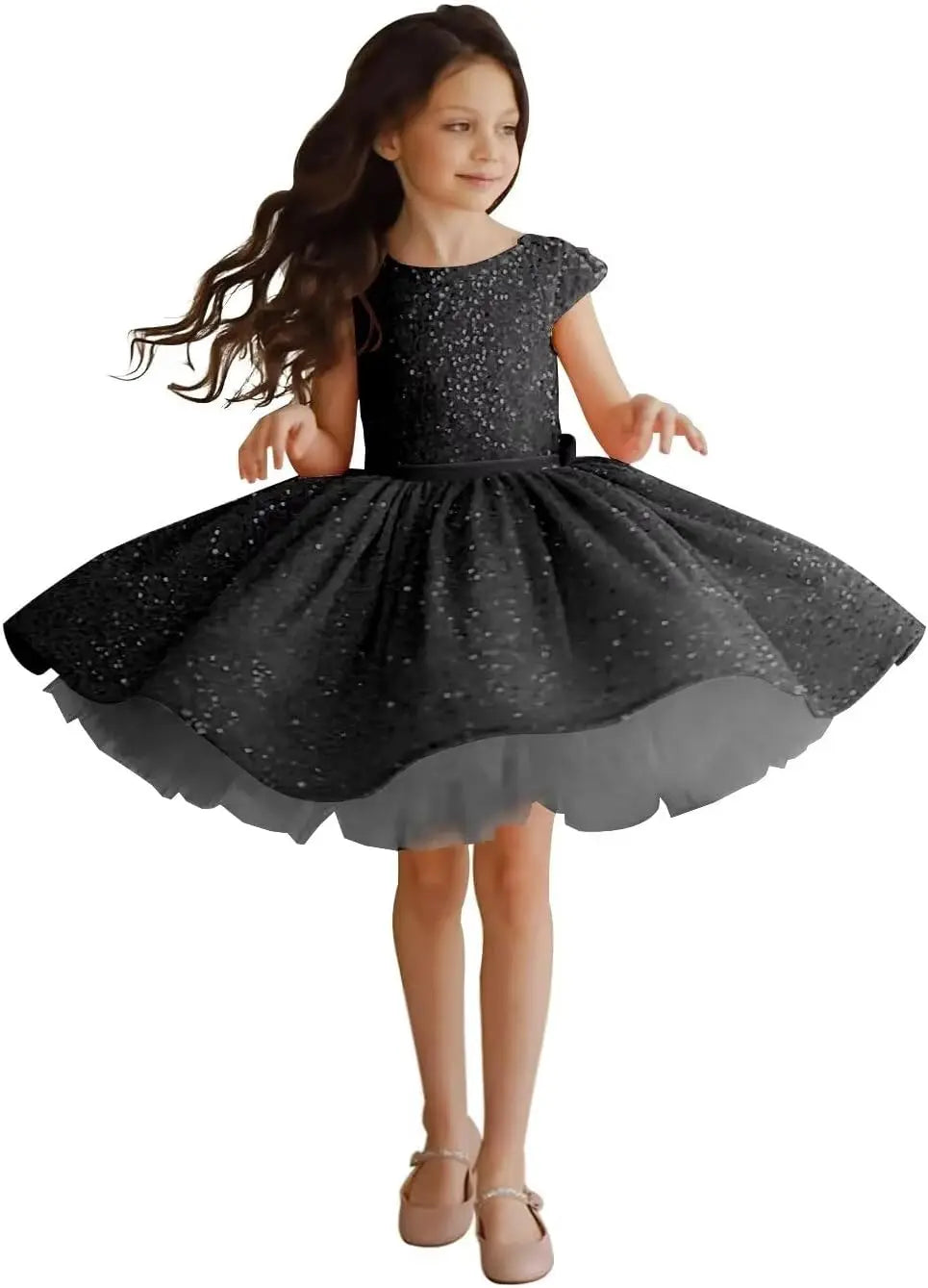 Vestido de desfile para niña, vestido de lentejuelas para niña de flores, tutú corto de tul, vestido de princesa, vestido de desfile para boda, vestido de princesa 