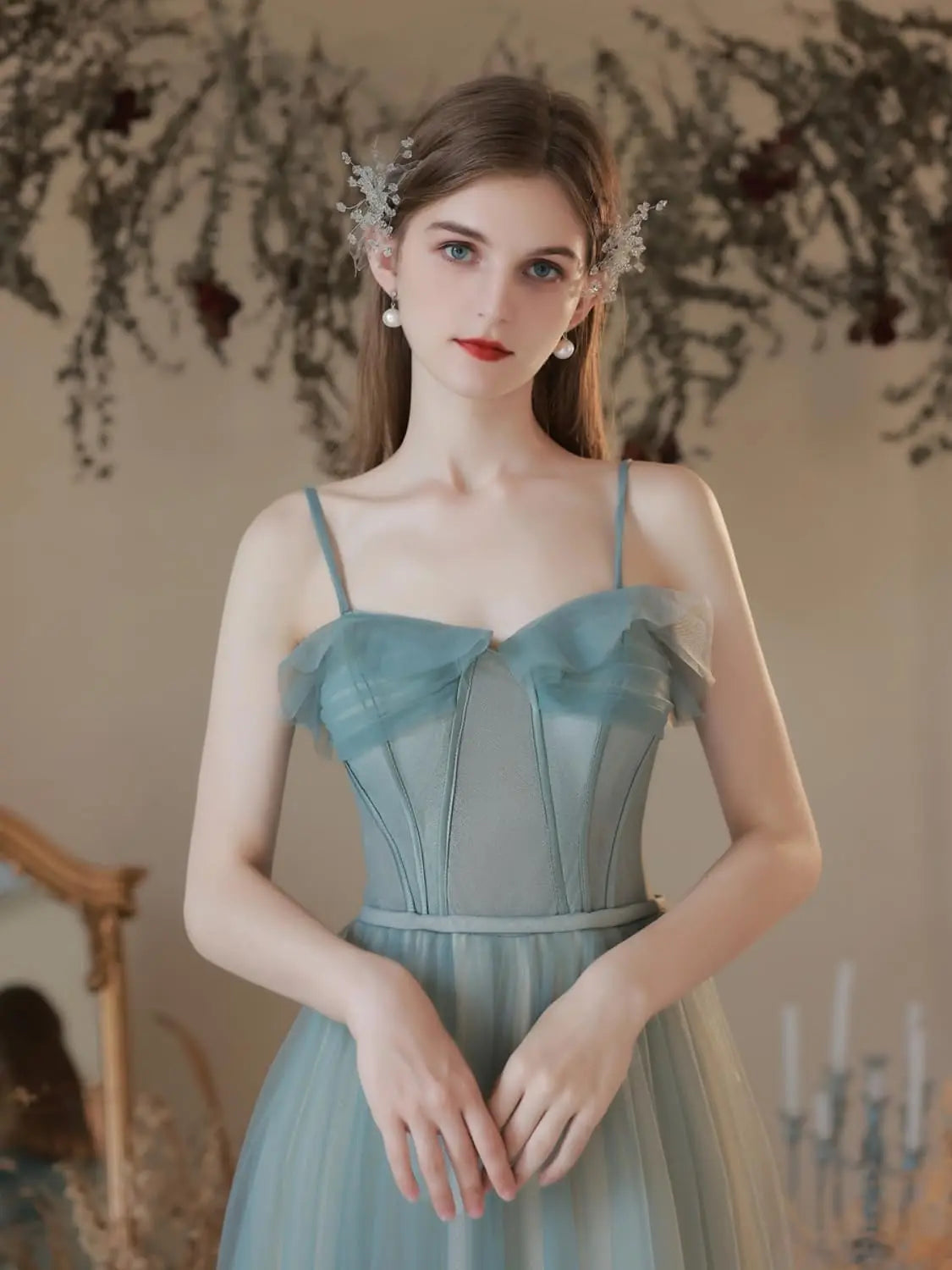Spaghettiträger Mesh Ball Abendkleider Geburtstag Damen Cocktail Party Kleid Formelle Abendkleid Party Hochzeit Down 