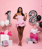 Hübsches, funkelndes Pailletten-Heimkehrkleid für Teenager, kurzes, gestuftes Ballkleid mit quadratischem Ausschnitt und A-Linie, Cocktail-Club-Partykleid 