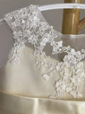 Ivory Lace tulle flower girl dress, illusion birthday girl dress with lace applique girls party dress  princess dress