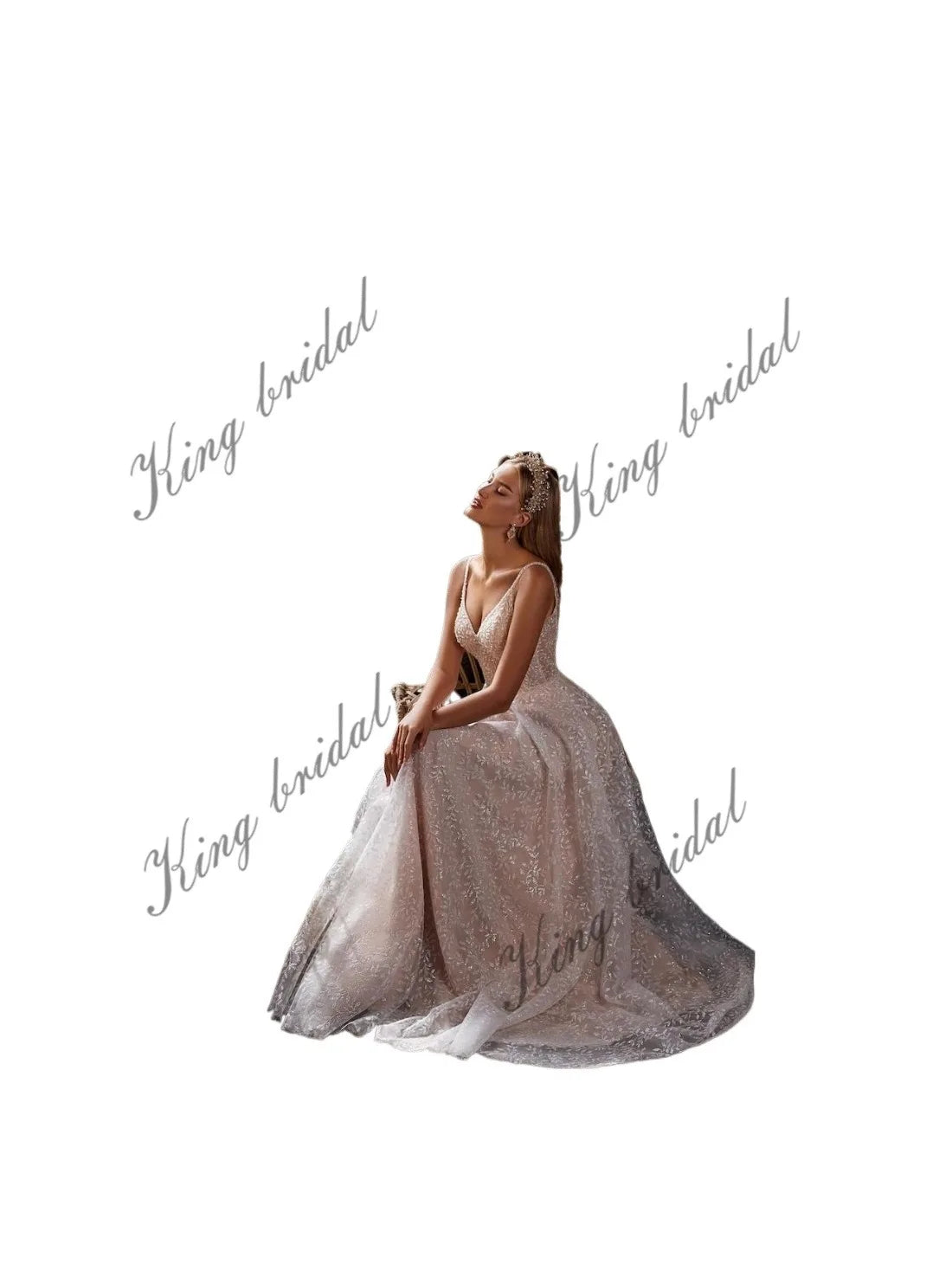 Vestido de novia brillante, vestido de novia de corte A con bordado de cristales, vestidos de novia sin espalda, vestido con brillo, vestido de novia personalizado 