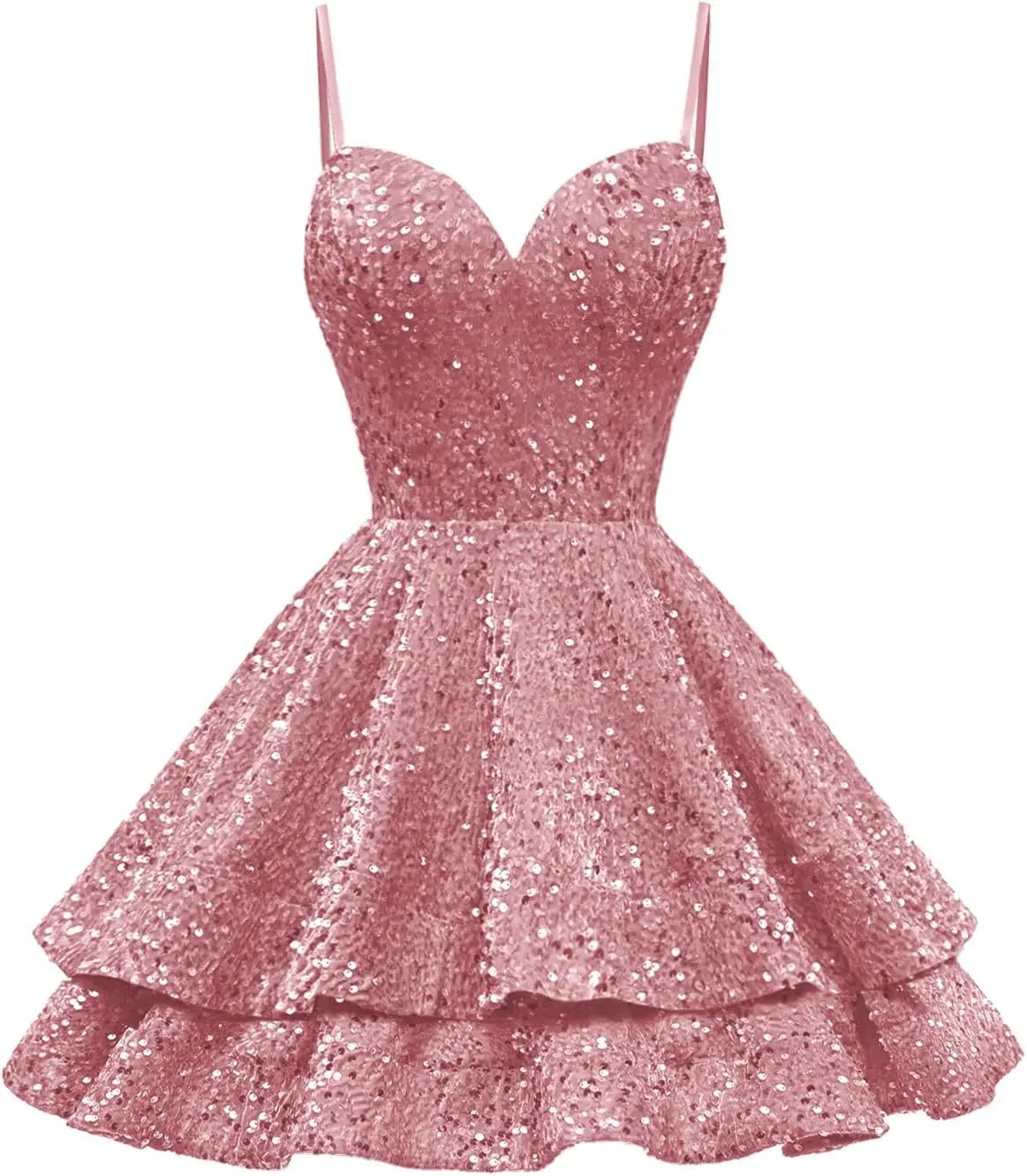 Tiered Sequin Homecoming Dresses Short for Teens 2025 Spaghetti Straps A-Line Prom Dress mini dress  party dresses