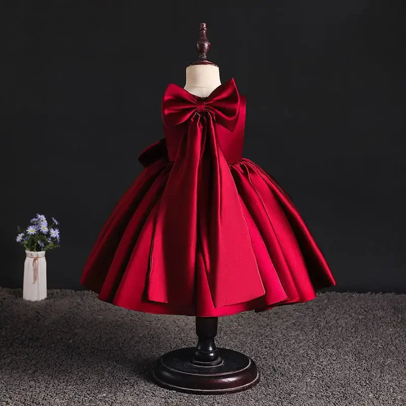 Baby Girls Wedding Birthday Bownot Dresses Clothing Toddler Kids Princess Party Ball Holy Communion Gown Customized Flower