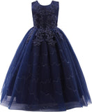 Little/Big Girls Lace Bridesmaid Dress Flower Kid Wedding Ball Gown Toddler Princess Pageant Evening Dresses princess dress