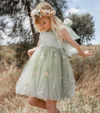 Vestidos de niña de las flores para boda, cortos, con encaje floral bordado, tul, vestido de princesa para desfile infantil, vestidos para niñas. 