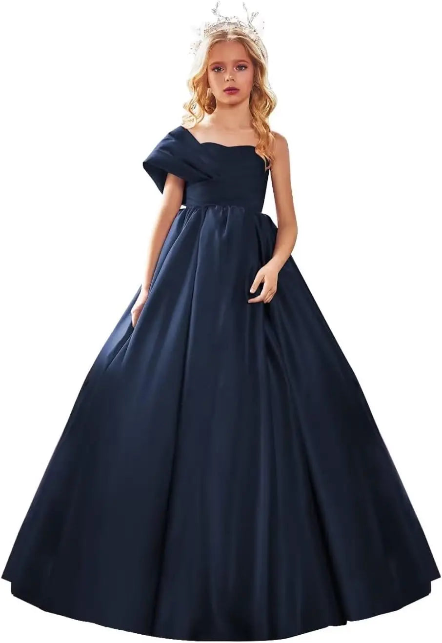 Satin One Shoulder Flower Girl Dresses for Wedding Ball Gown Puffy Pageant Gown Cute First Communion Dress princess dress