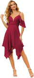 Women's Off Shoulder Chiffon Junior Bridesmaid Dresses Short Pockets Ruffle A Line Formal Dresses with Slit Wedding Party Gown