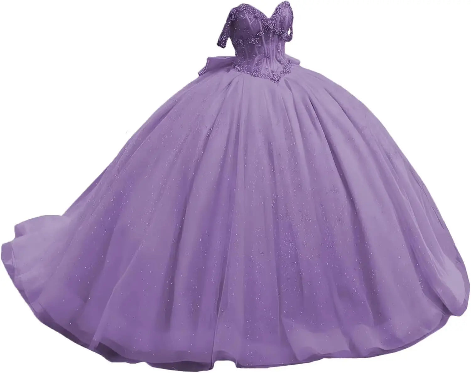 Off Shoulder Beaded Quinceanera Dresses Glitter Tulle Prom Dress Butterfly Appliques Sweet 16 Dresses with Bow