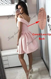 Vestidos cortos con hombros descubiertos para adolescentes (2025), vestido de fiesta con tirantes finos y bolsillos, vestido de dama de honor para fiesta de bodas. 