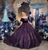 Vestidos de niña de las flores para boda, lentejuelas, largo hasta el suelo, para niñas, fiestas de cumpleaños, princesas, primera comunión, vestido de baile 