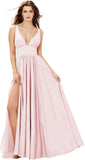 Elegant Women's Long Chiffon Bridesmaid Dresses Deep V-Neck Sleeveless Slit Formal Evening Party Gowns prom dresses