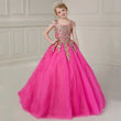 Birthday Party Banquet Princess Gowns Flower Girl Dresses Rose Pink Tulle Gold Flory Appliques Sleeveless For Wedding