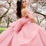 Sweetheart Ball Gown Quinceanera Dresses Bead Appliques Flower Long Prom Dress Party Gowns Vestidos  party dress