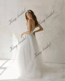 Vestido de novia de tul bordado, vestido de novia bohemio, vestido de novia de dos piezas, vestido de novia sencillo 