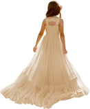Boho Flower Girl Dress for Wedding 2025 Floor Length Elegant Lace Applique First Communion Dresses