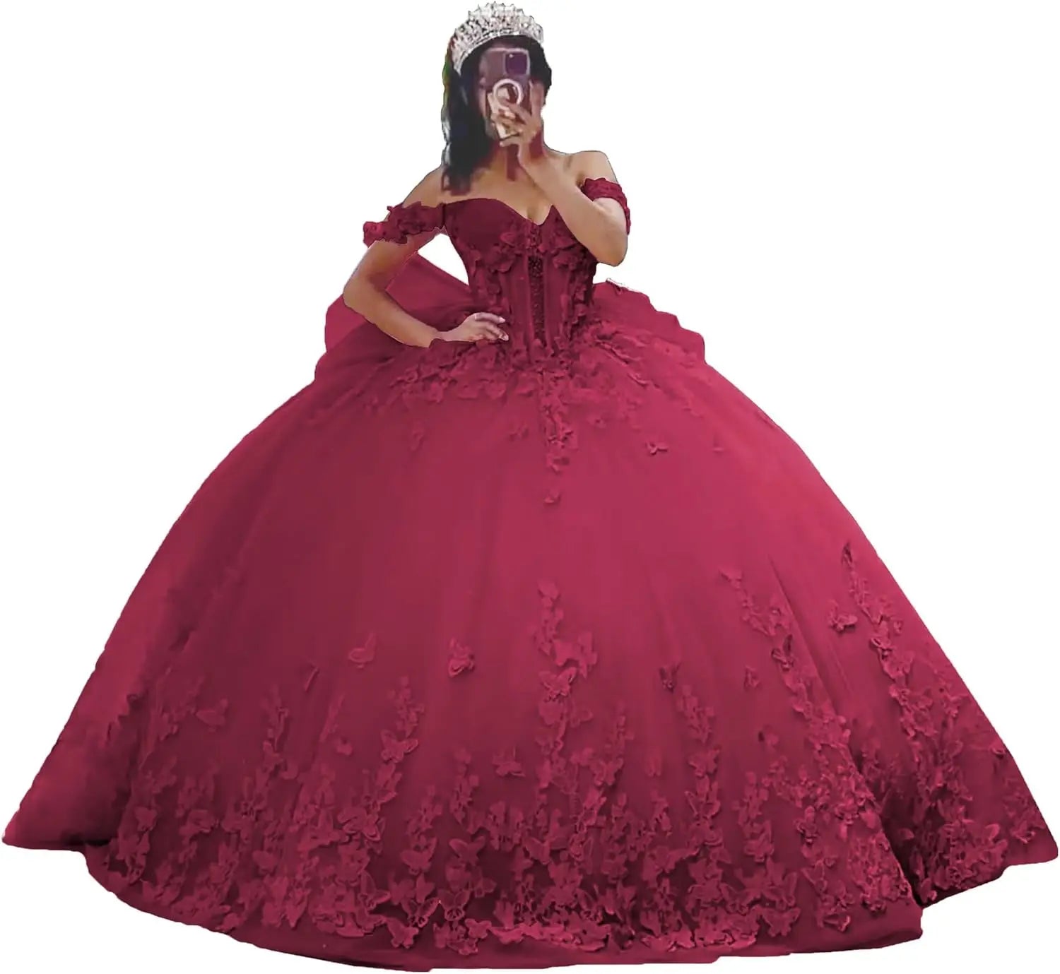 3D Butterfly Quinceanera Dresses Ball Gown Off Shoulder Sweet 15 16 Dresses Sparkly Tulle Beaded Party Gown party dress