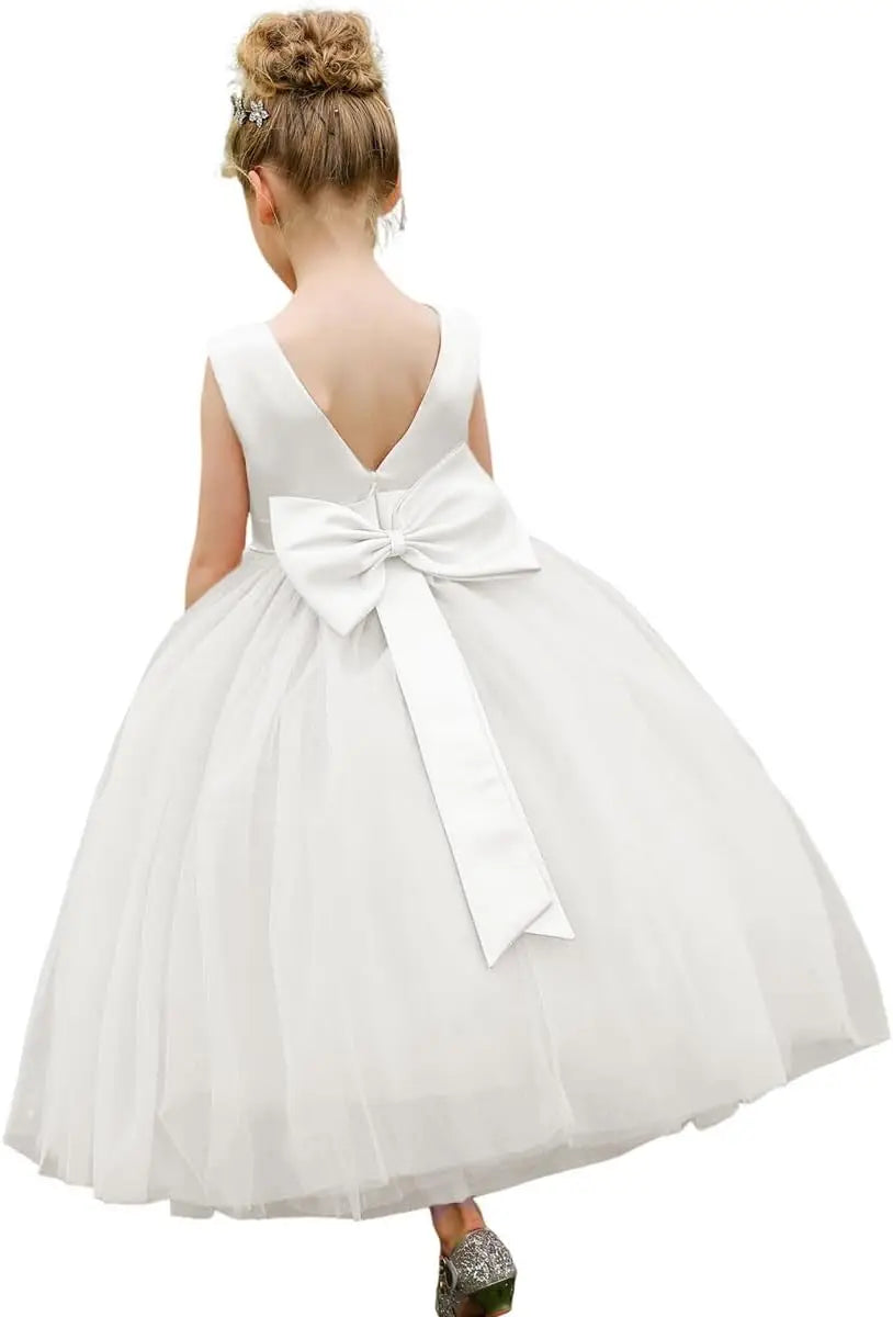 Flower Girls Satin Tulle Princess Pageant Dress for Wedding Kids Party Prom Ball Gowns Dresses princess dress girls party dress