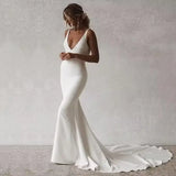 Vestidos de novia elegantes de encaje para playa, con mangas, apliques de tul y satén, talla grande, 2025 
