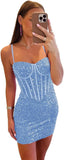 Vestidos de fiesta ajustados y cortos con lentejuelas brillantes para adolescentes, escote corazón y cuentas, vestidos de cóctel, vestidos de fiesta 