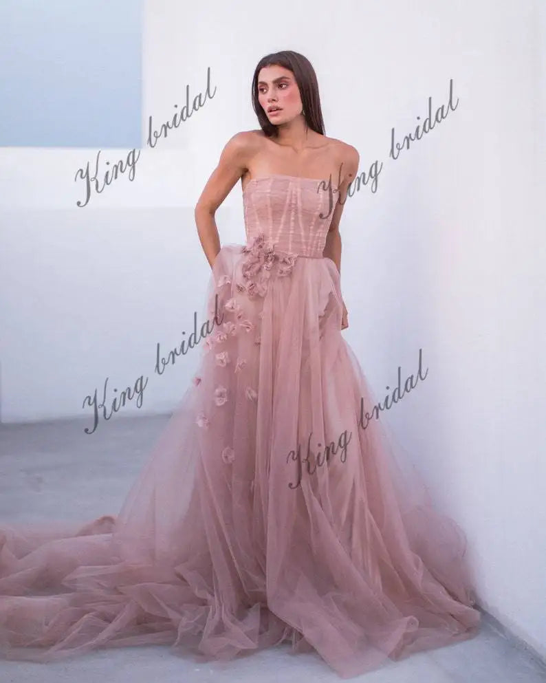 Corset ball gown Two piece Fairy princess tulle dress in blush formal dress women elegant prom party dresses women evening