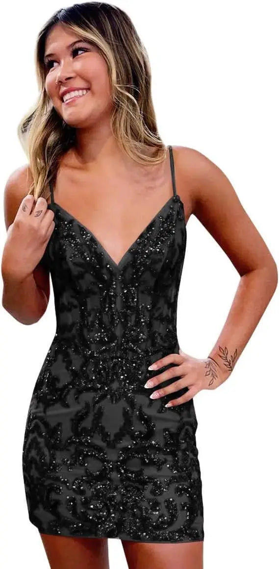 Vestidos de fiesta ajustados con tirantes finos para adolescentes, corsé con lentejuelas brillantes, vestido de cóctel para graduación, vestido formal, vestido de noche 